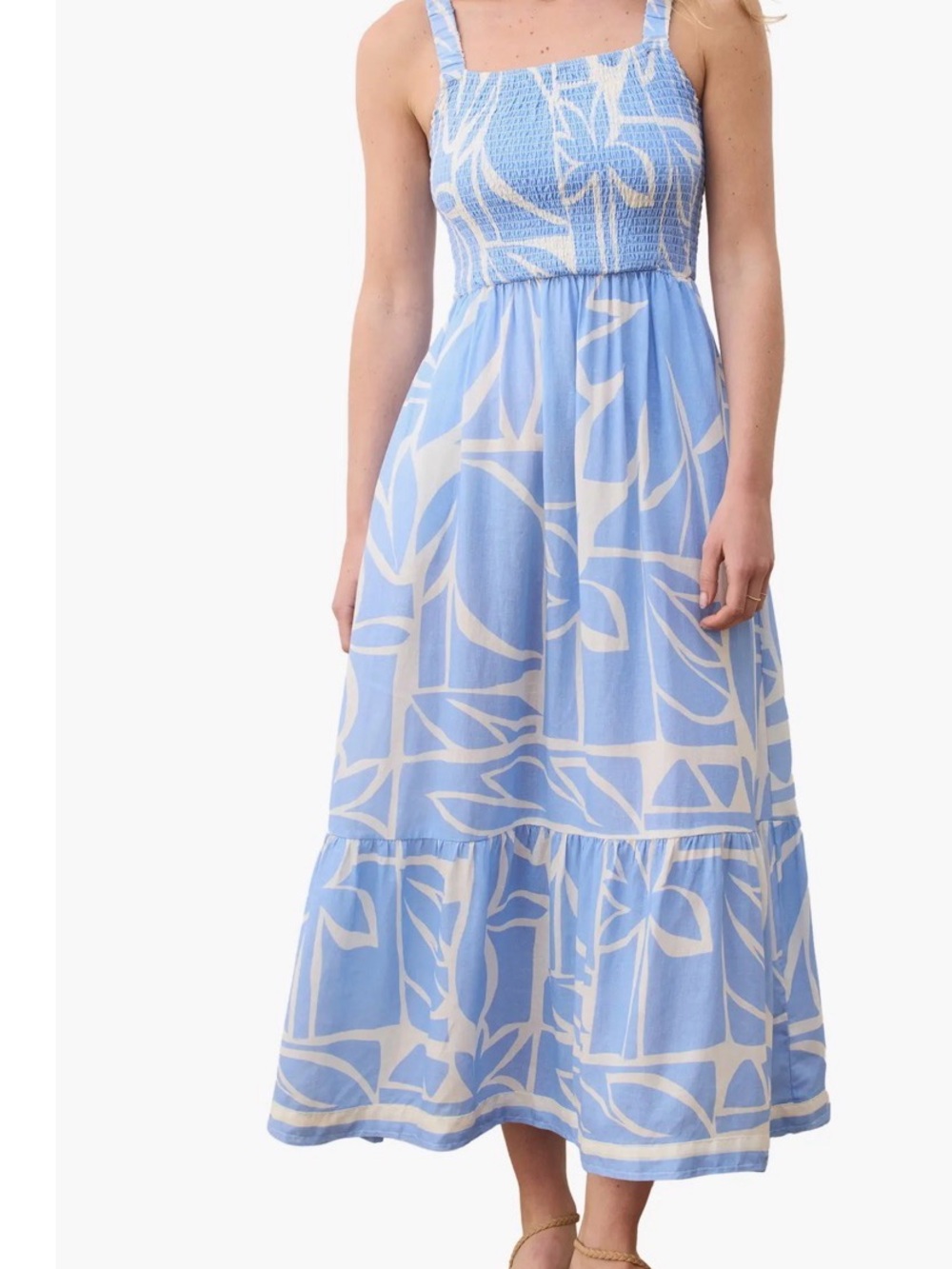 Marine Layer Light Blue and Cream Floral Maxi Dress